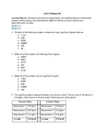 Chemistry 1 - Unit 1 - Scientific Method - Problem Set (Printable)